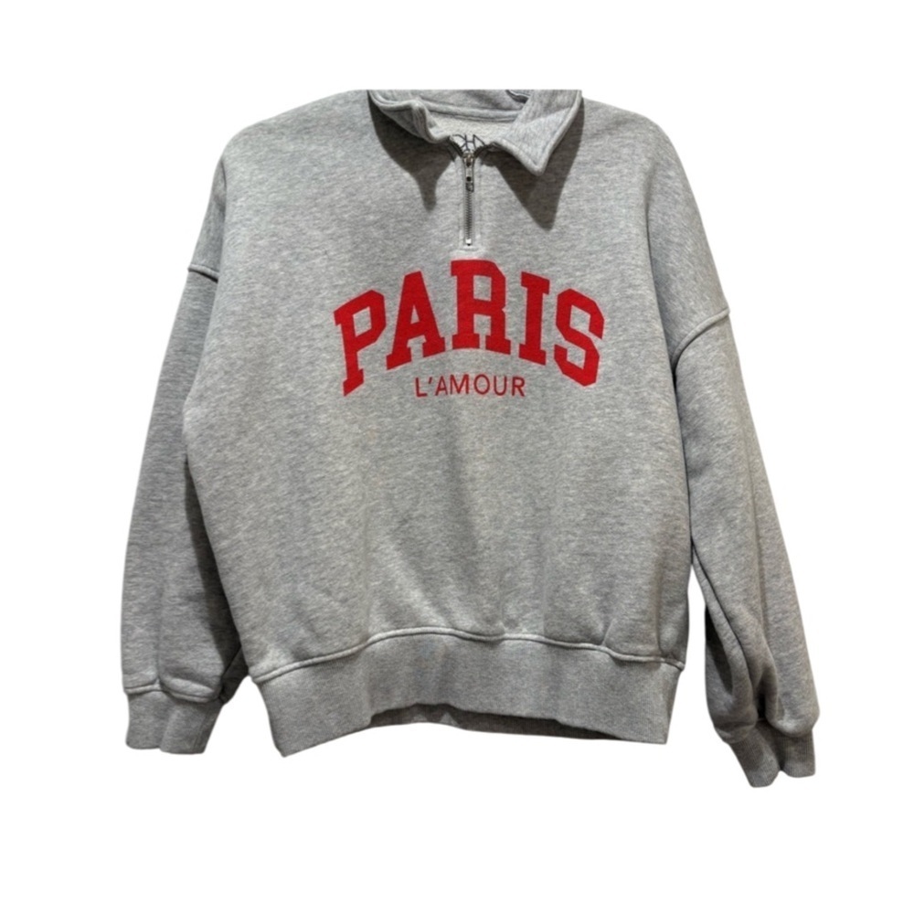 Chaser "Paris" Grey Quarter Zip Sweatshirt